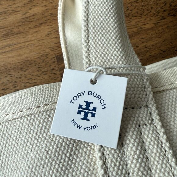 Tory Burch Brand New Authentic Mercer Canvas Mini Tote Bag Neutral Cream NWT - Picture 6 of 10